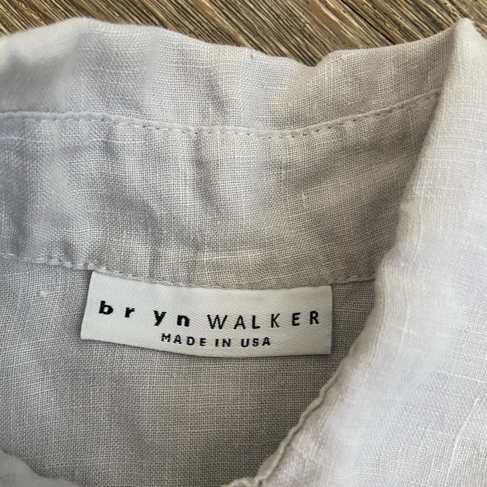 Bryn Walker Oversized Linen Button Front Pocket Shirt High Low Hem Size S - Picture 2 of 5